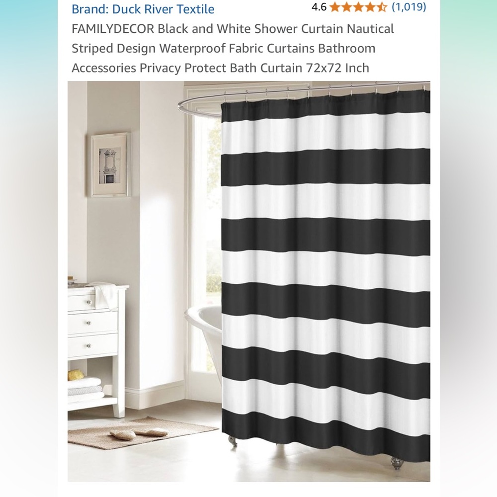 Black and White Striped Shower Curtain